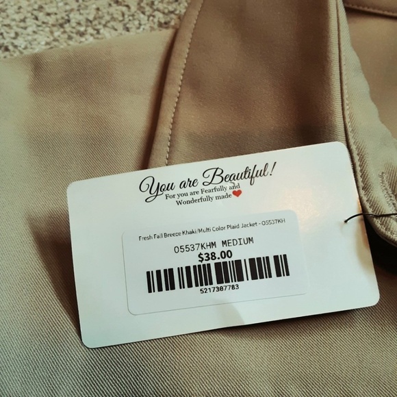 NWT Women's Long Khaki & Plaid Flannel Shacket Button Front Relaxed Fit M - Picture 12 of 13